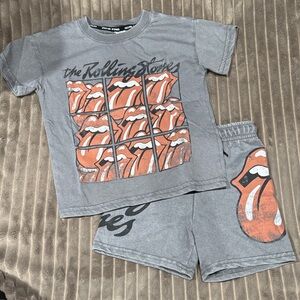 The Rolling Stones Gray and Orange Graphic Tee